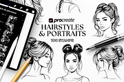 Procreate Hairstyles Portrait Stamps, a Brushes & More by LaurenceVArtiste (Thumbnail 1 of 8)