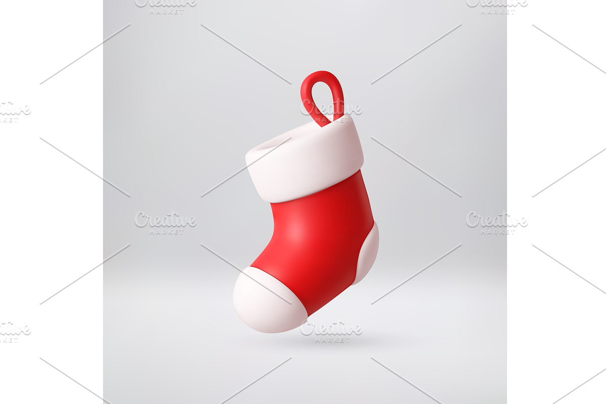 Red Christmas stocking with white, an Object Illustration by Abscent
