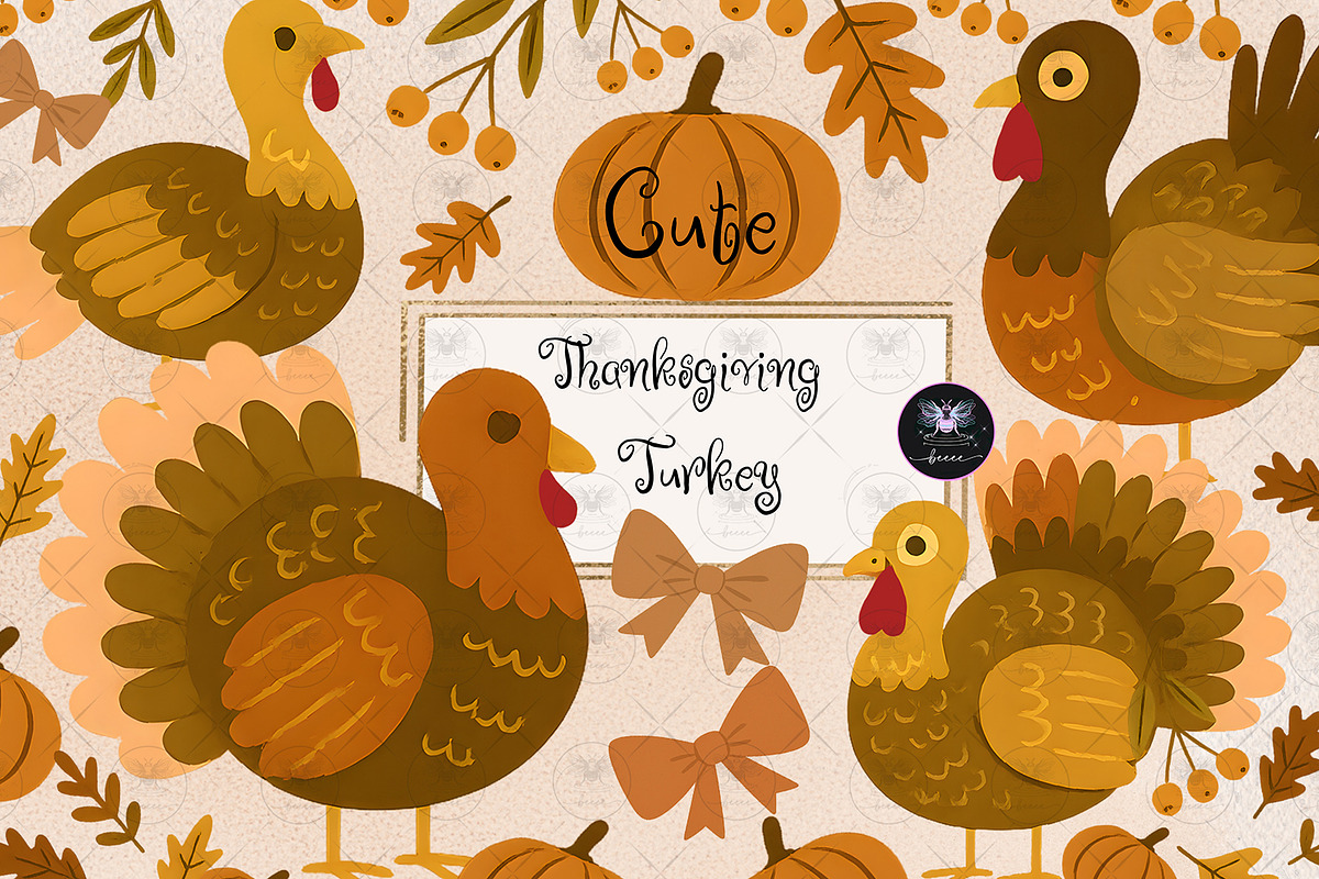Cute Thanksgiving Turkey Pumpkin Cli, an Illustration by BigCakeBee (Photo 1 of 4)