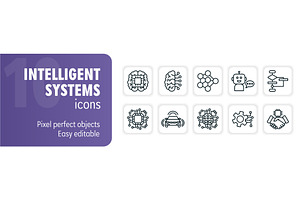 Set of ten intelligent systems icons, a Technology Illustration by Aimagenarium@gmail.com
