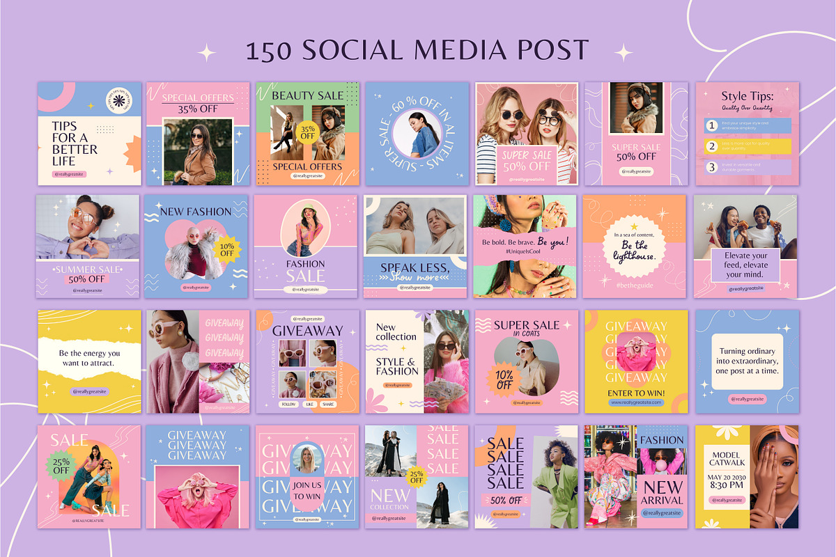 150 Instagram Posts Canva Templates, a Templates & Theme by TemplateCastleStore (Photo 3 of 10)