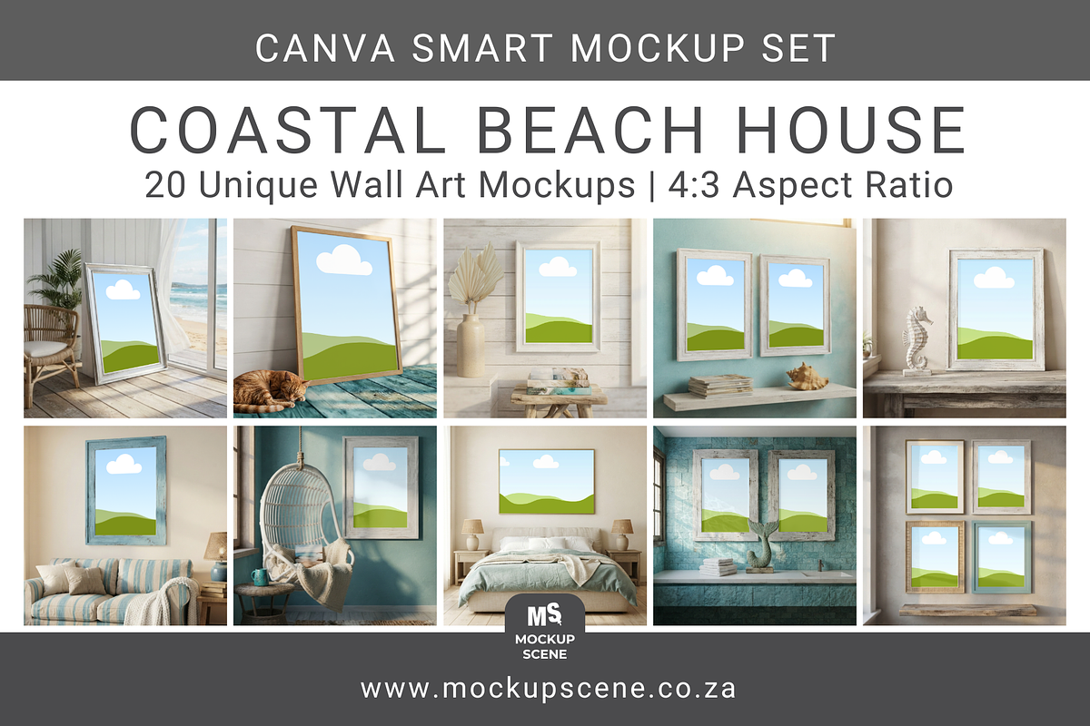 Coastal Beach House Wall Art Mockup, a Household Mockup by Mockup Scene (Photo 1 of 11)