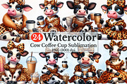 Watercolor Funny Cow Coffee Cup Clip, a Seasonal Illustration by Rose Art (Thumbnail 1 of 4)