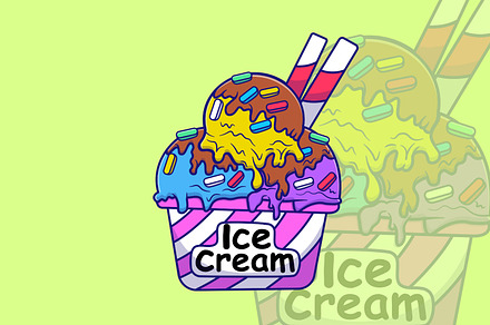 Melting Ice Cream Scoop On A Bucket