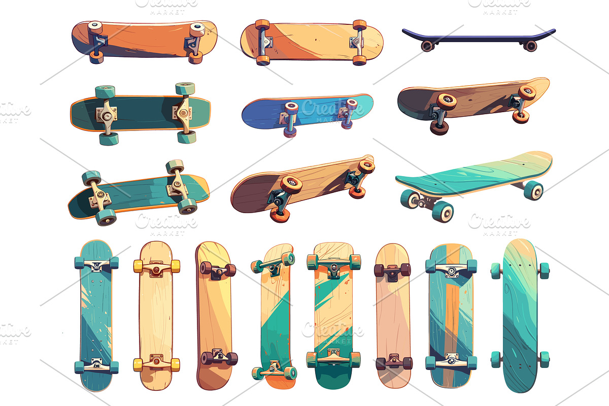Cartoon skateboard set. Different, an Object Illustration by Stock-Smart-Start