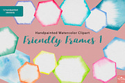 Watercolor Friendly Frames 1 PNG, an Object Graphic by LittleAcornGraphics (Thumbnail 2 of 6)