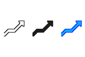 Pixel Art Upward Arrow Icon Set, an Object Illustration by Gentle Studio