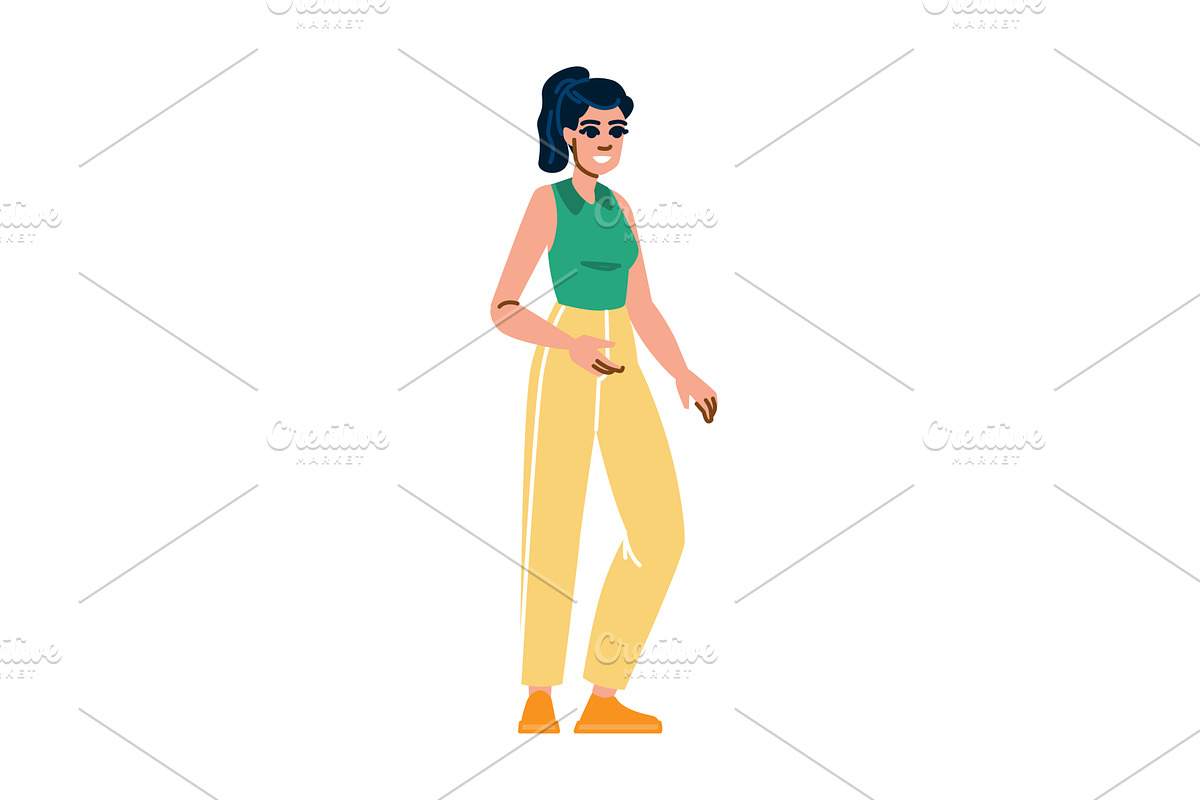 Young woman walking and smiling, an Object Illustration by pikepicture