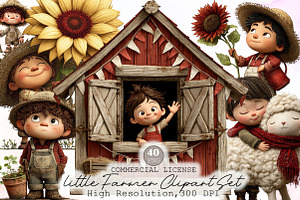 Watercolor little Farmer Clipart Set, an Illustration by Sublimation Artist