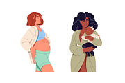 Pregnant women, moms with babies set, a Person Illustration by PaperTrident (Thumbnail 4 of 5)