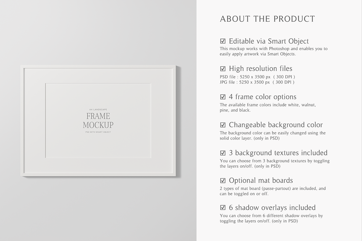 A4 Frame Mockup Landscape, a Household Mockup by Lelu Art Design (Photo 6 of 11)