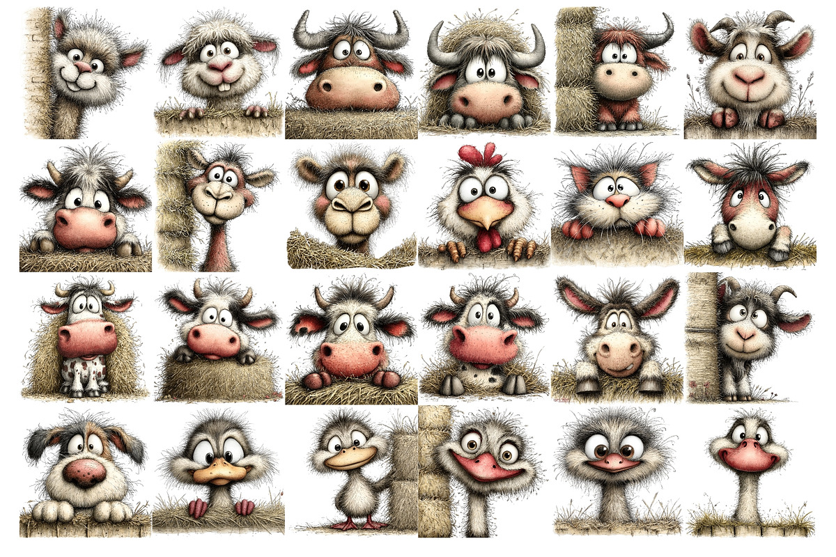 Peeking Farm Animals Watercolor PNG, an Animal Illustration by Nicolle's Colorful Art (Photo 2 of 3)