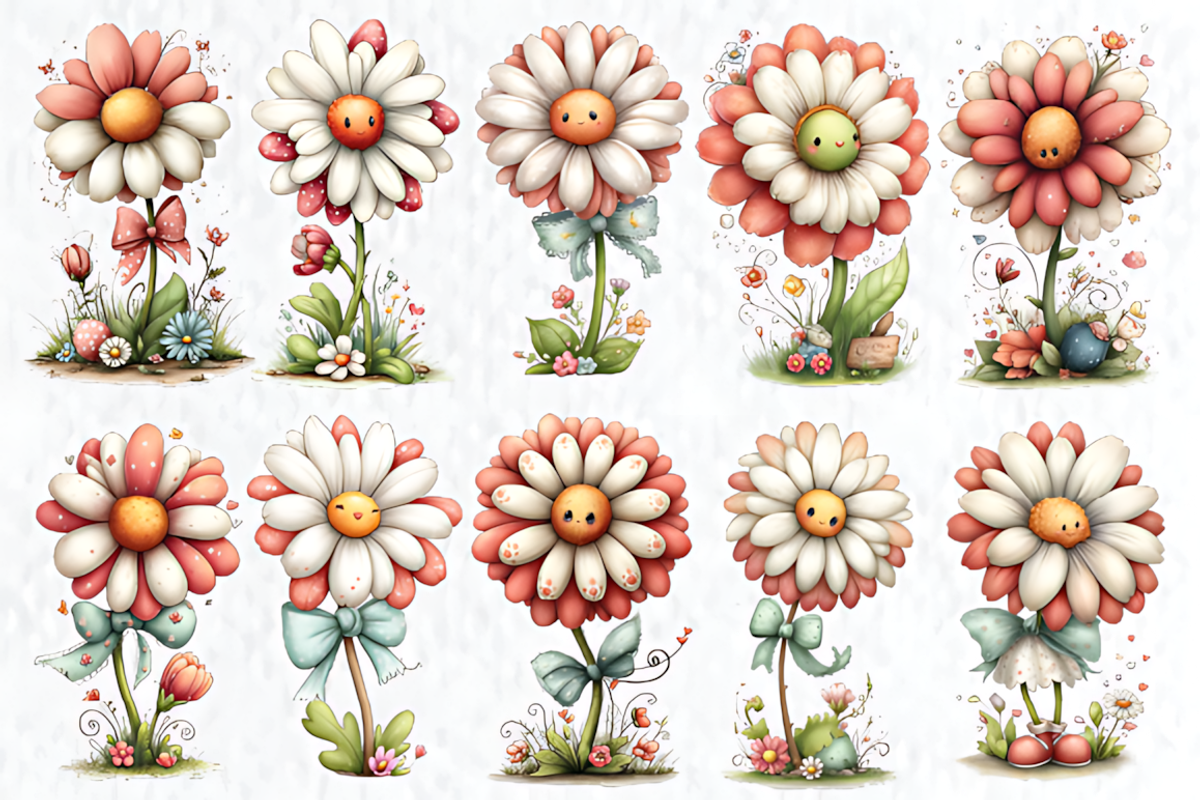 Whimsical Spring Daisy Clipart, a Seasonal Illustration by HueNestify (Photo 2 of 3)