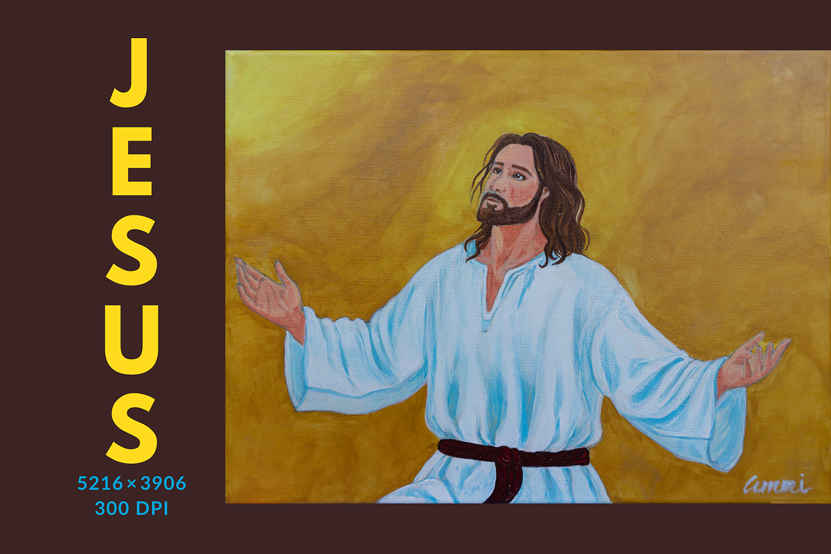 Radiant Jesus in Prayer, a Person Illustration by AMMi (Photo 2 of 3)
