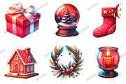 Chic Neon Red Christmas Clipart, a Graphic by designcity5 (Thumbnail 2 of 5)