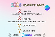 2026 Monthly Planner-Canva Template, a Templates & Theme by Adalin Shop (Thumbnail 12 of 12)