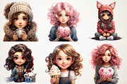 Cute Watercolor Girls Clipart Whims, an Illustration by RobertsArt (Thumbnail 4 of 4)