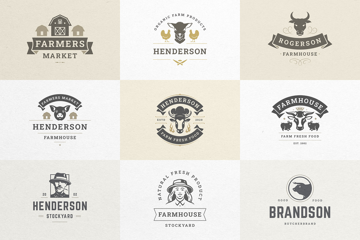 Farm Logos & Badges Vintage Style, a Branding & Logo Template by Vasya Kobelev (Photo 5 of 11)