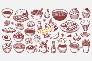 Hand Drawn Food Illustration Coll, a Food Illustration by MkStudio