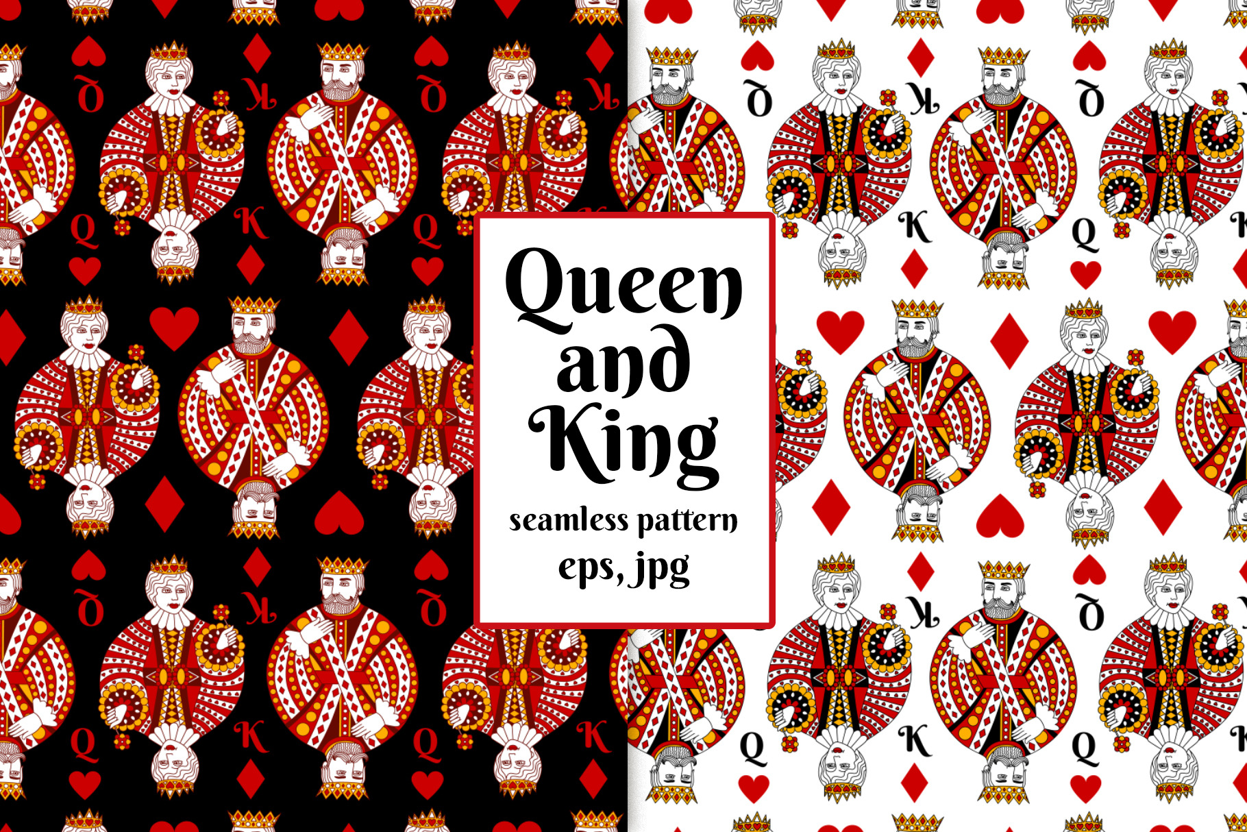 Queen and King Seamless Pattern, a Pattern Graphic by Sveta Aho