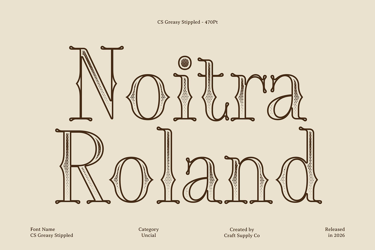 CS Greasy Stippled, a Serif Font by Craft Supply Co. (Photo 2 of 8)