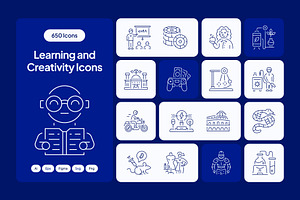 650 Learning and Creativity Icon, an Outline Icon by Prosymbols