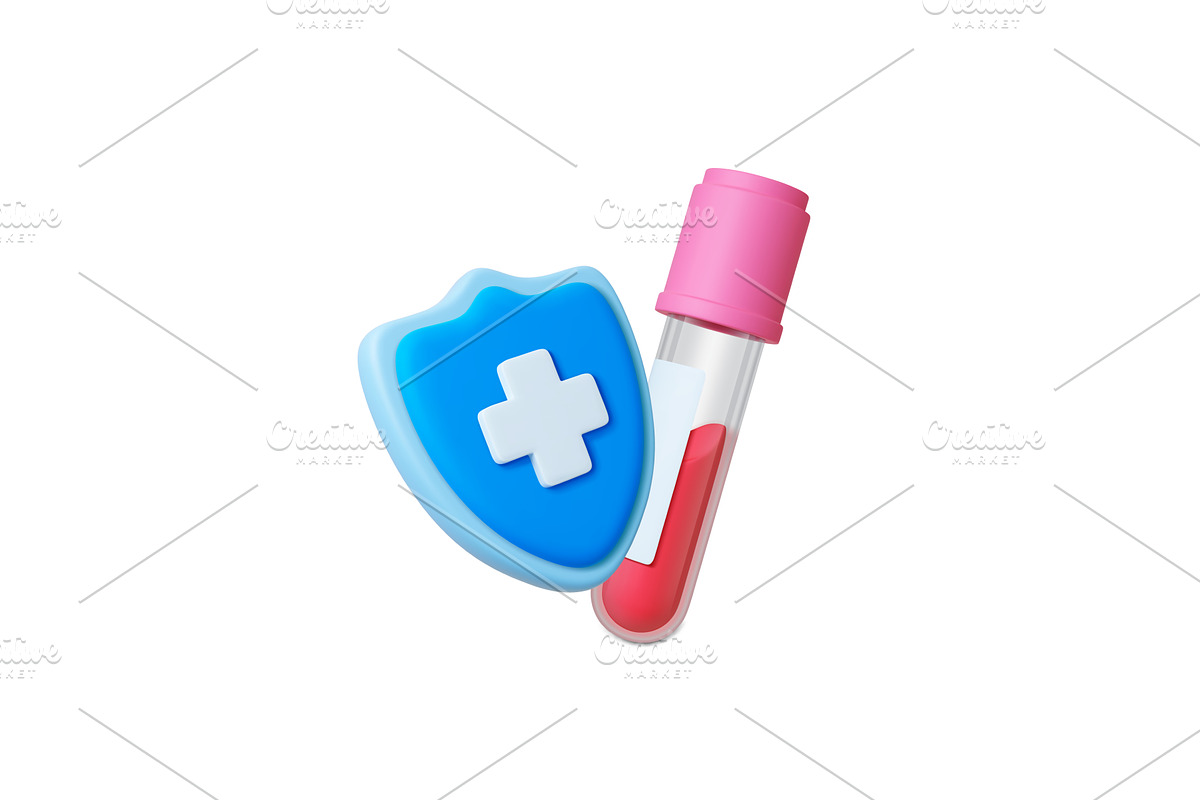 Blood test tube 3d icon. Realistic, a Healthcare Illustration by Valerie Bodnar
