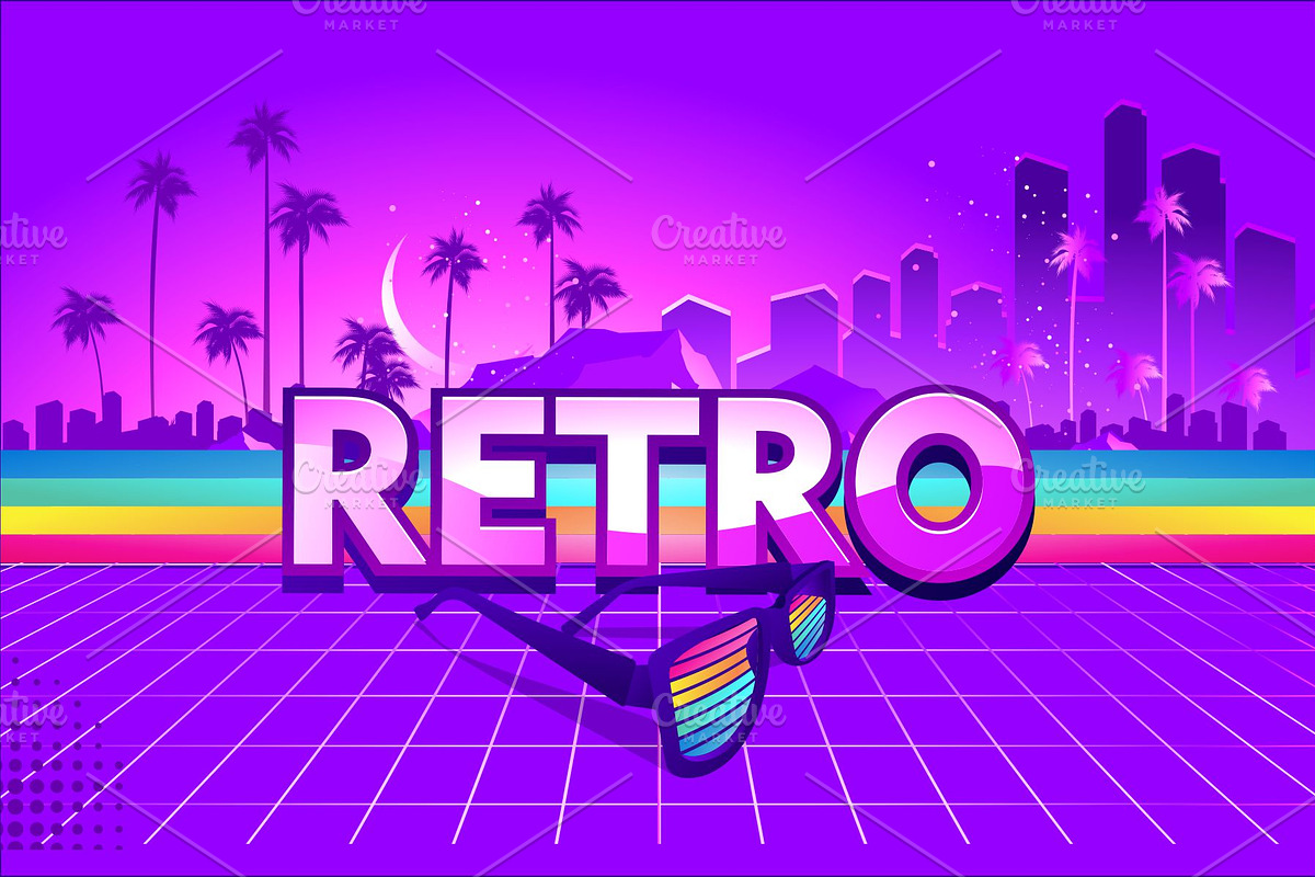 retro party wave, a Background Graphic by alena.sipilova