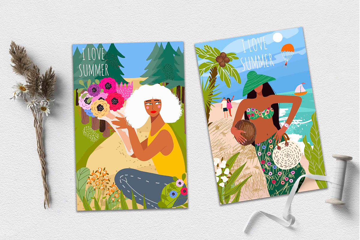 Summer mood, vibes cards set, a Seasonal Illustration by NataLyaroArt (Photo 4 of 9)