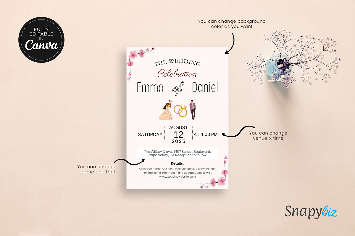 Modern Beige Wedding Invitation Temp, an Invitation Template by Snapybiz (Photo 7 of 8)