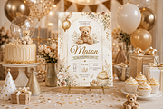 Teddy Bear First Birthday Invitation, an Invitation Template by S Graphic Studio (Thumbnail 2 of 10)