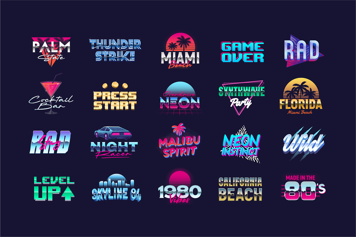 Retro Neon 80s Logos and Elements, an Object Graphic by DenysHolovatiuk (Photo 2 of 5)