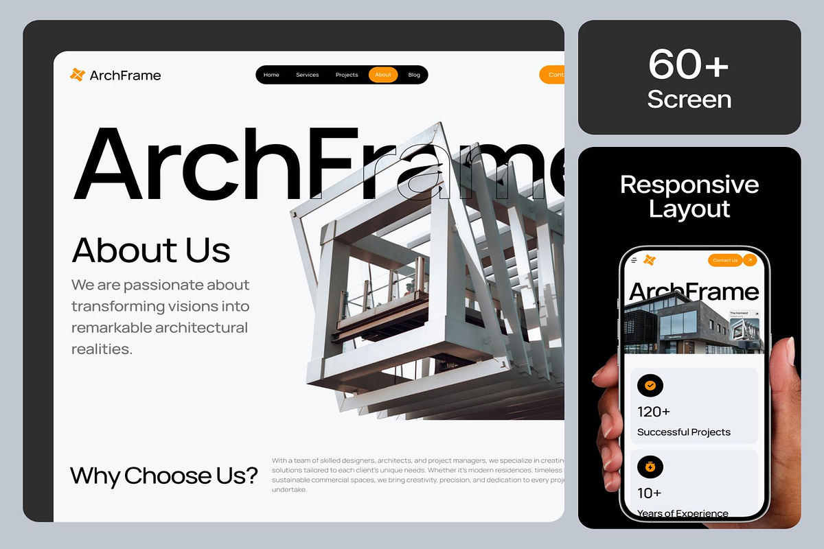 ArchFrame Architecture Website UIKIT, an UI Kit Template by Creative Perspective (Photo 2 of 7)