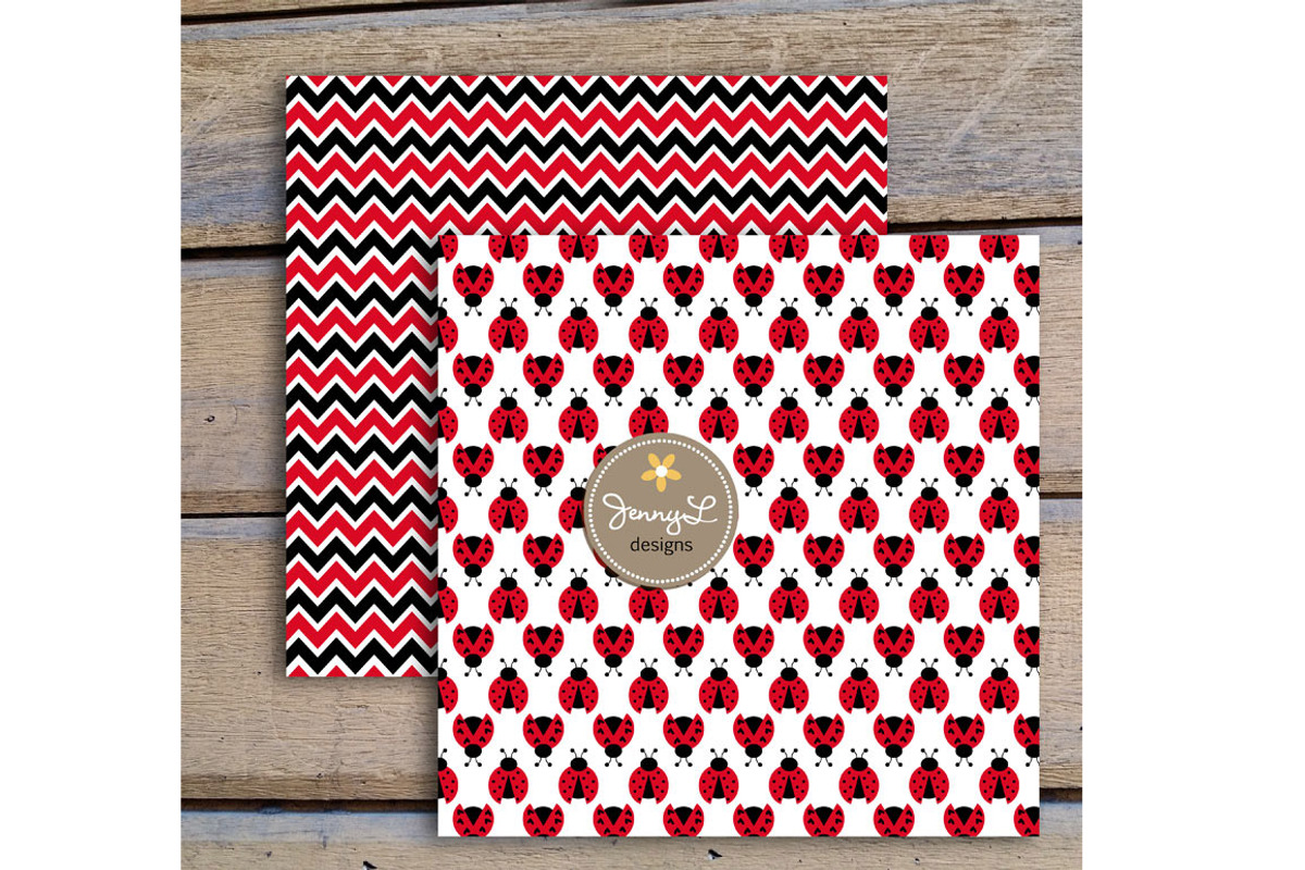 Lady Bug Digital Paper and Clipart, a Pattern Graphic by JennyL Designs (Photo 3 of 4)
