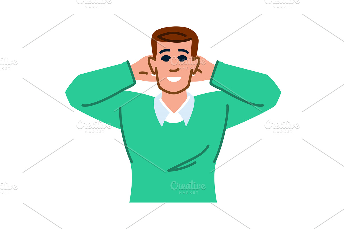 Relaxed man holding hands behind, a Person Illustration by pikepicture