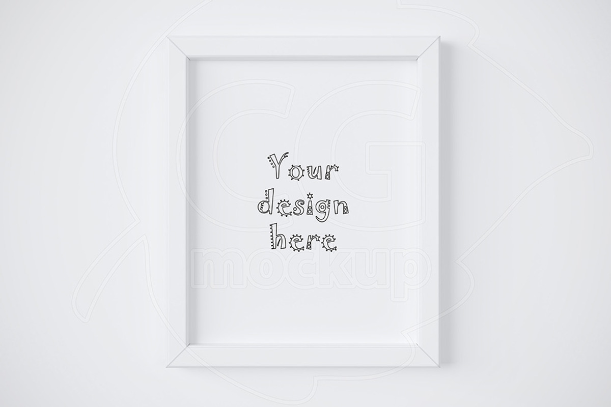 Single white frame mockup 8x10, a Print Template by CGmockup