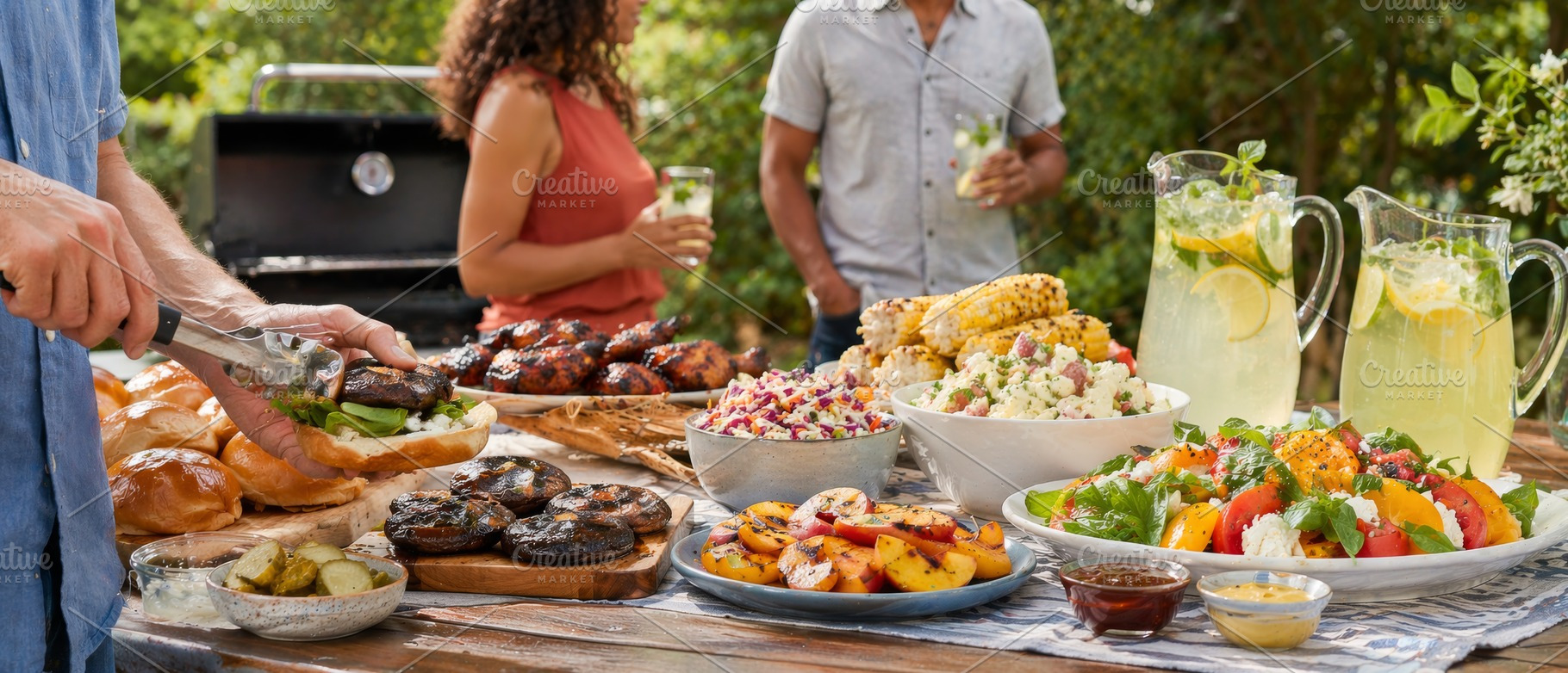 Outdoor courtyard bbq party with div, a Photo by Dvoevnore photos