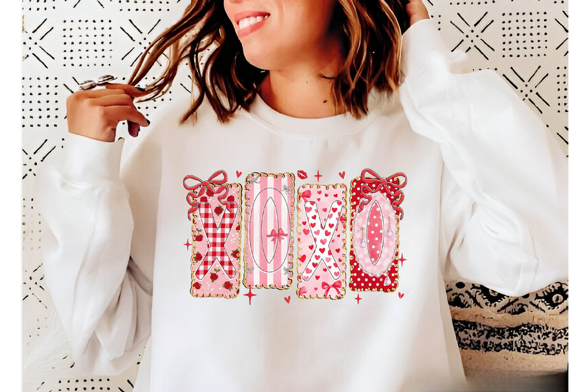 Preppy XOXO Valentine PNG, an Illustration by Designking (Photo 3 of 6)