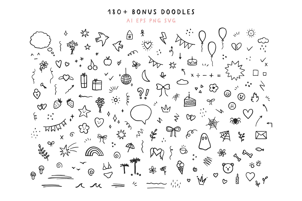 Kind Hearts - Cute Font & Doodles, a Handwritten Font by simpleblues (Photo 11 of 12)