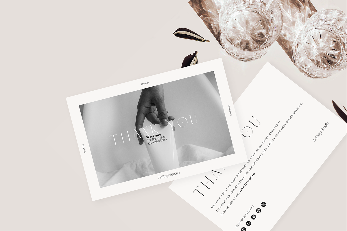 Modern Thank You Card Canva Template, a Card Template by LePosey Studio (Photo 1 of 6)