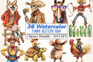 Watercolor Funny Western Boho Clipar, an Illustration by DreamCafeArt