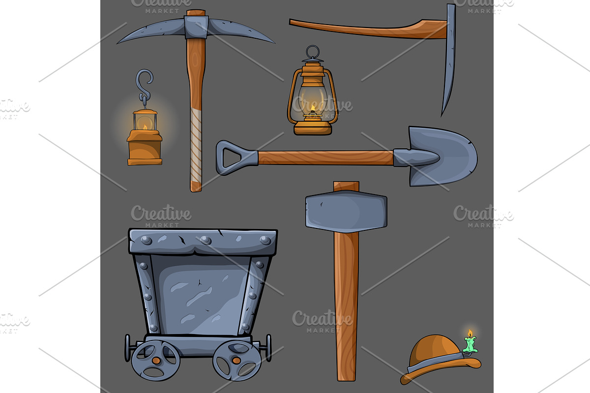 cartoon mining set,, an Illustration by piter.goskov