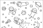 10 Cute cats coloring pages, an Illustration by Somjai King (Thumbnail 7 of 11)