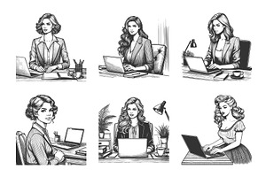 business women working on laptops, a Person Illustration by AlexArt