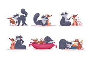 Mouse and cat. friendship of little, an Animal Illustration by Onyx