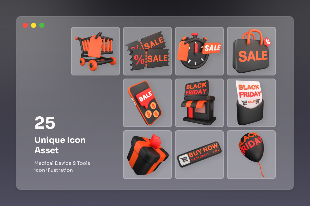 Black Friday Shopping Essentials 3D, an Object Illustration by twinstd (Photo 4 of 7)