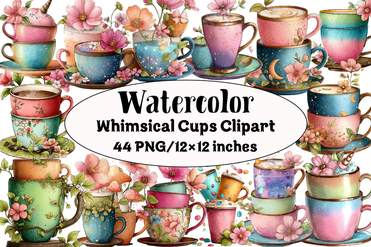 Whimsical Cups Clipart, an Illustration by Design Market (Photo 1 of 5)