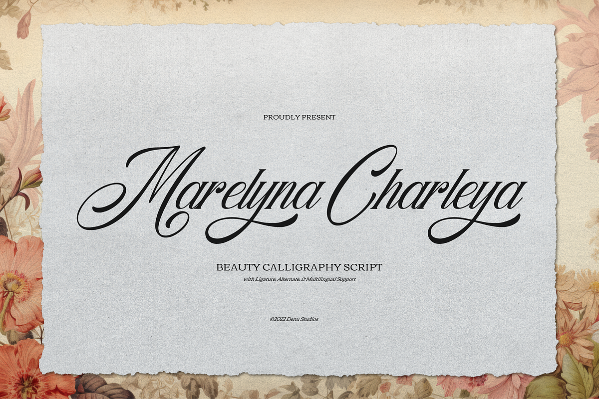 Marelyna Charleya Callighraphy, a Script Font by Denustudios (Photo 1 of 12)