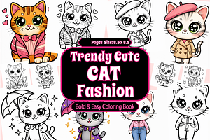 Trendy Cute Cat Fashion Bold & Easy, an Animal Illustration by Design Zone