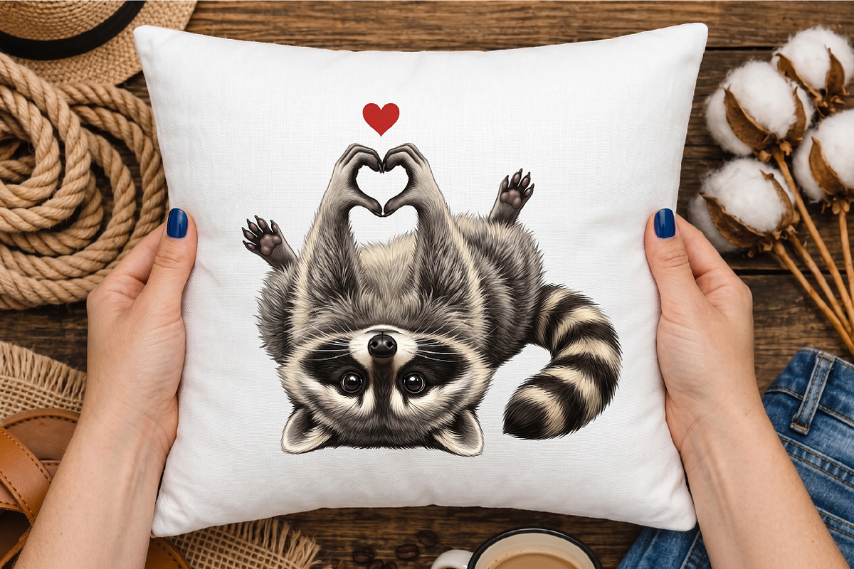 Cute Raccoon Heart Paws Love, a Seasonal Illustration by designcity5 (Photo 3 of 4)